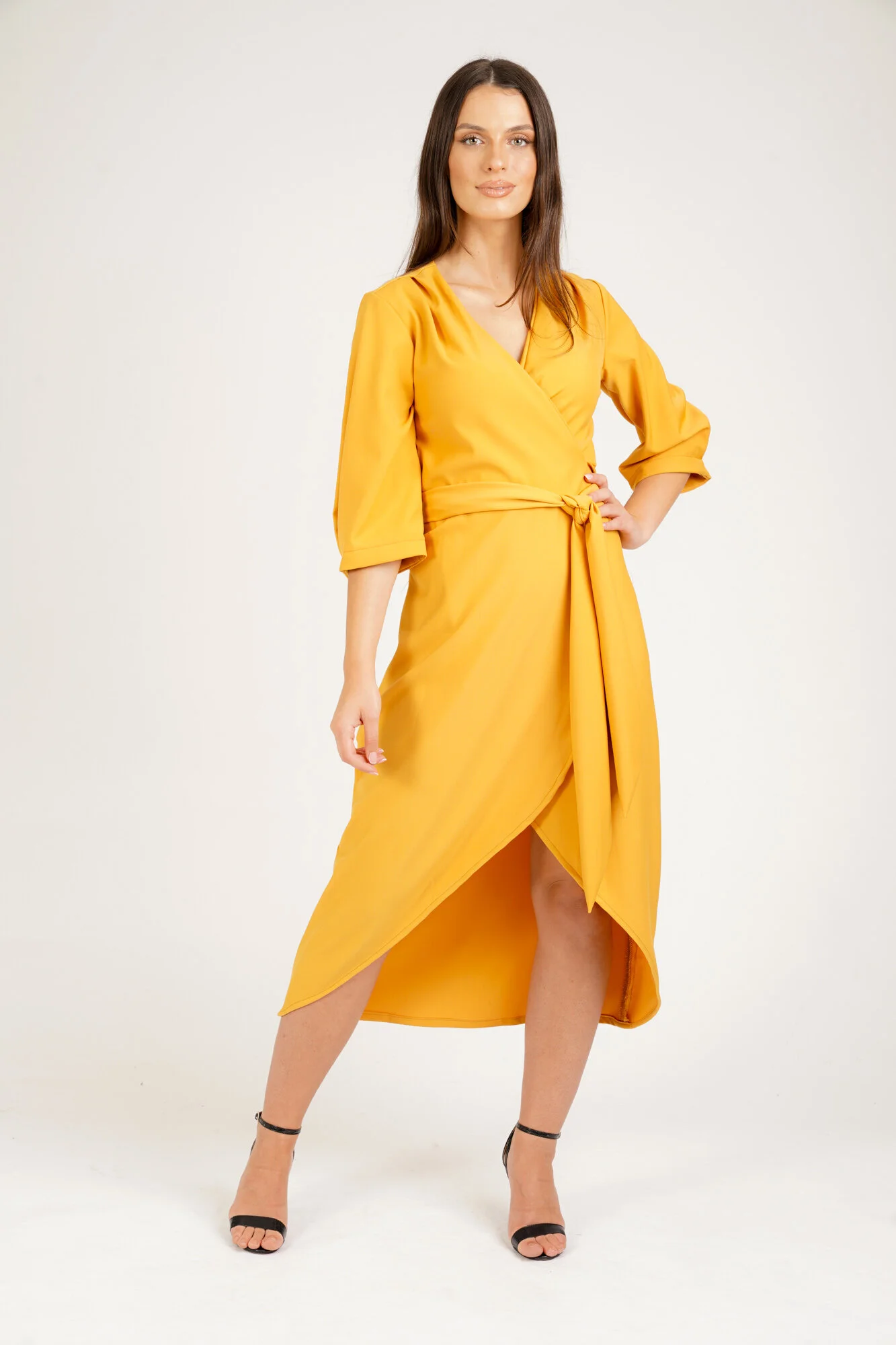 Rita Wrap Dress in Ochre yellow. COCOOVE fashion and lifestyle